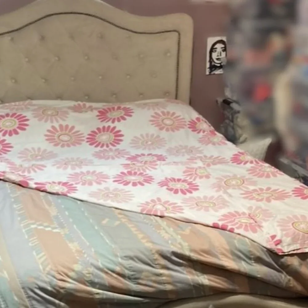 THE LAND OF NOD Pink Floral Duvet Cover Twin 68 x 89 inches